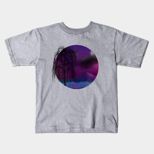 Weeping willow painting Kids T-Shirt by Tatted_and_Tired